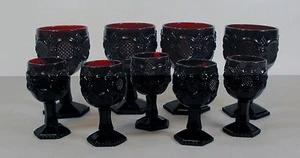 Avon Cape Cod 1876 Ruby Red 4 Water Goblets 5 Wine Goblets Glasses Christmas Lot - Picture 1 of 6