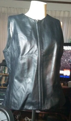 Chaleco de motociclista Valerie Stevens de piel de cordero para mujer P/grande de cuero con cremallera Foto 1 de 2
