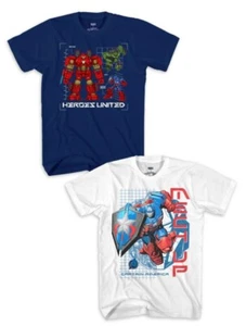Marvel Mech AVENGERS Youth Tee NEW T Shirt lot of 2 size 8 HULK CAPTAIN AMERICA+ - Picture 1 of 3