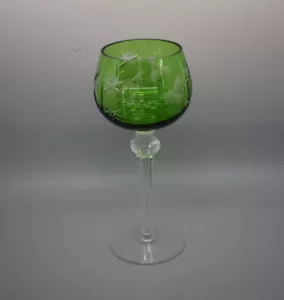 Vástago en corvejón de 8,25" copa de vino verde esmeralda corte a transparente - Imagen 1 de 10