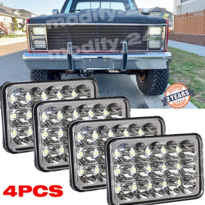 Fit Chevrolet K10 K20 K30 1981 1982 1983 1984 1985 1986 4PCS 4x6" LED Headlights - Image 1 of 4