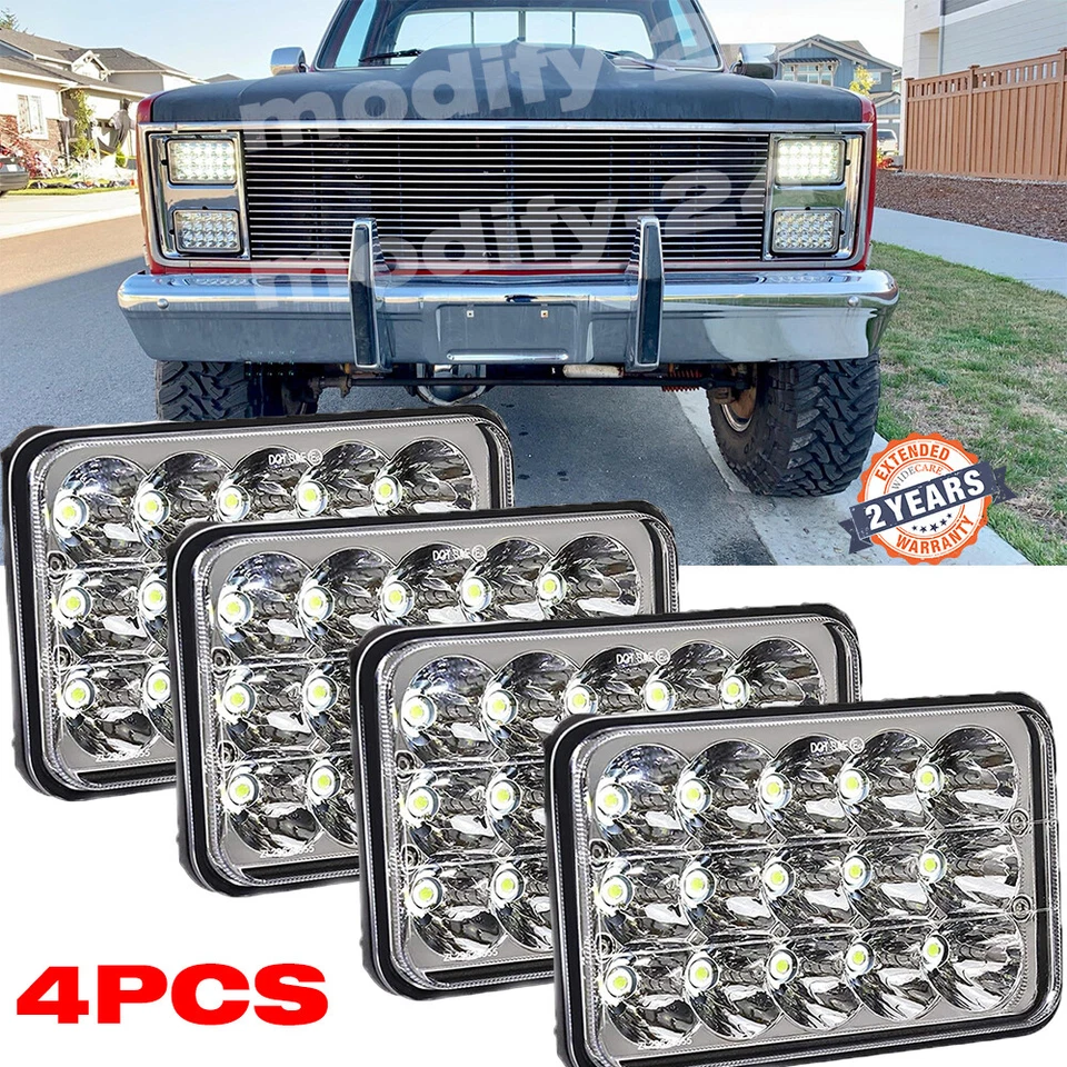 Faros LED Fit Chevrolet K10 K20 K30 1981 1982 1983 1984 1985 1986 4 piezas 4x6" Foto 1 de 4