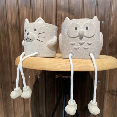 Jardín Cerámica Plantas Macetas Macetas Exterior Animales Ratón Búho Interior Foto 1 de 4