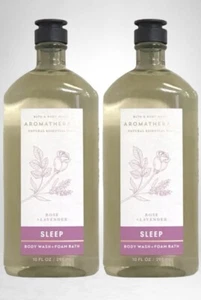 2 BATH & BODY WORKS AROMATHERAPY SLEEP ROSE LAVENDER WASH FOAM SHOWER GEL 10OZ - Picture 1 of 3