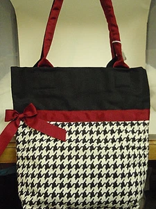 Purse handbag black white & red monogrammable 11 1/2 X 12in NWT free shipping - Picture 1 of 4