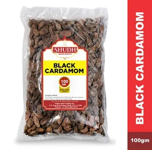 SHUDH Black Cardamom Pods 100GM | Whole Kali Elaichi Indian Spice - Picture 1 of 3