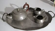 TEAPOT ARTS AND CRAFTS STYLE BEATEN PEWTER TEA SERVICE W&CO ENGLAND