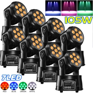 105W Moving Head Stage Lighting RGBW Wash 7LED DMX Mini Light DJ Disco Lights US - Picture 1 of 16