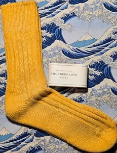 Thunders Love Chunky Ribbed Socks Wool Cashmere Yellow UK 5.5-10 EU 39-45 RRP£28 - Picture 1 of 6