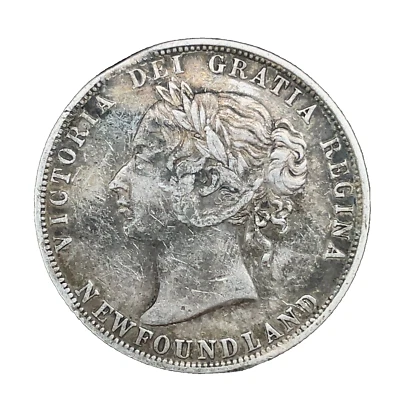 1896 NEWFOUNDLAND (CANADA) .925 Silver  50 Cents Victoria  KM-6  Low Mintage 60K - Image 1 of 4