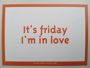 The Cure Friday I'm In Love Lyric andra Promotional Promo Postcard - Bild 1 von 2