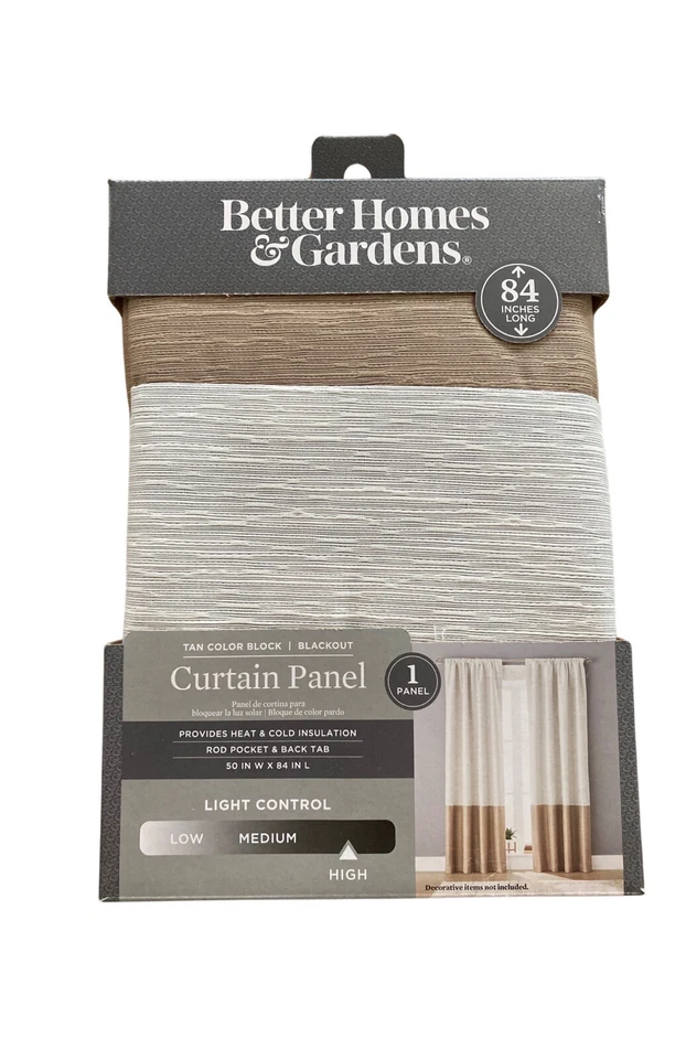 Better Homes & Gardens Tan Color Block Blackout Curtain Panel 50x84in Beige/Tan - Image 1 of 1