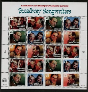 US 3350a (3345-50), 1999 33c SONGWRITERS, $6.60 PANE OF 20, (US1801K) - Picture 1 of 1