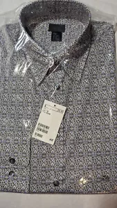 NEW: Men's SMALL, H&M Long Sleeved Shirt, Grey Purple Floral - Picture 1 of 2