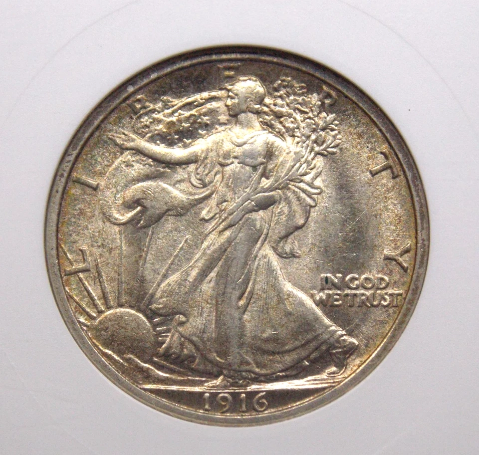 1916 "P" Walking Liberty Half Dollar 50c ANACS MS61 #500 Unc *SOAPBOX* ECC&C Inc - Image 1 of 4
