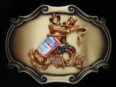 OE27150 *NOS* VINTAGE 1978 **VAQUERO BUD CUELLO LARGO** HEBILLA DE CINTURÓN DE CERVEZA BUDWEISER Foto 1 de 3