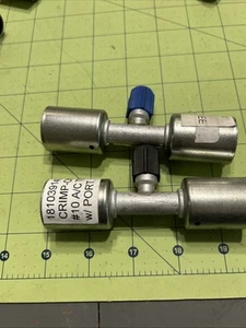 (2) AC FITTING BEADLOCK CRIMP #10 STRAIGHT HOSE SPLICE With Port - Picture 1 of 3