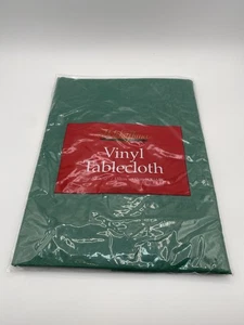 Tovaglia vintage NOS vinile Holiday Time flanella retro 52” x 52” quadrata verde - Foto 1 di 8