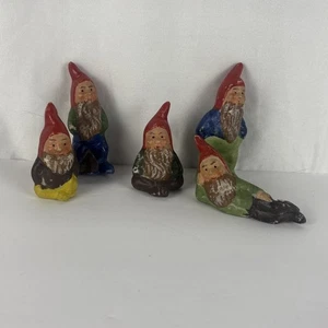 5 kleine Gartenzwerge Vintage Biskuit bis 3" hoch Vintage unbeschriftet - Bild 1 von 9