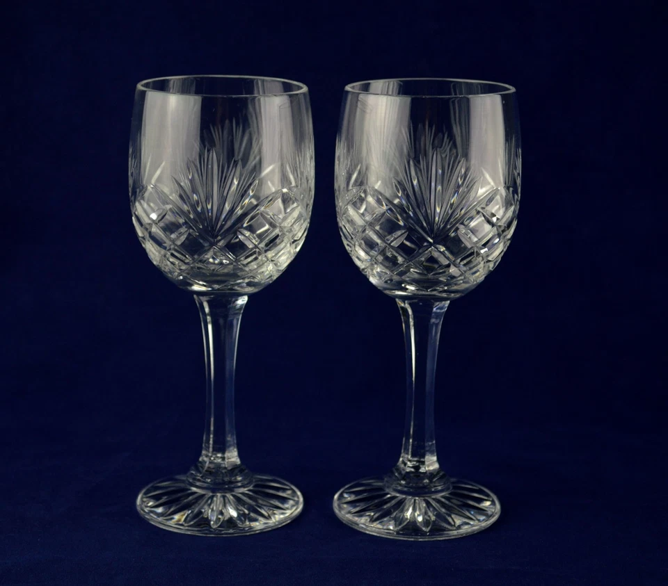 Zawiercie Crystal MONIKA x2 Genuine Hand Cut Wine Glasses - 6-5/8" Tall - Image 1 of 1