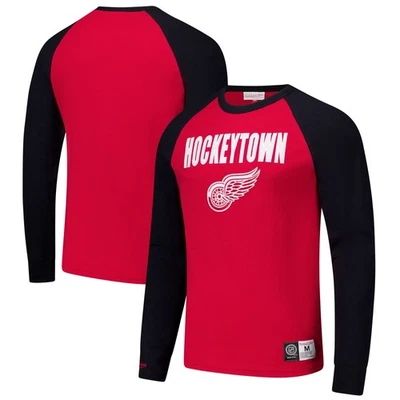 Men's Mitchell & Ness  Red/Black Detroit Red Wings Legendary Slub Raglan Long - Image 1 of 4