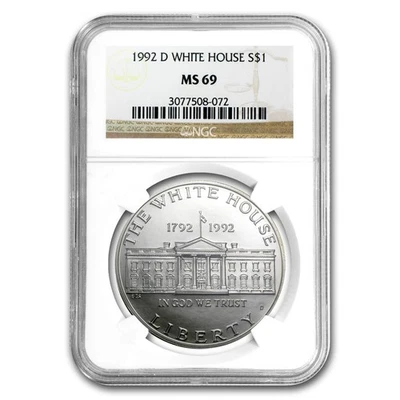 1992-D White House $1 Silver Commem MS-69 NGC - Image 1 of 3