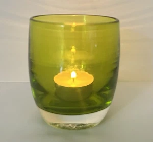 Glassybaby GEM Lime Green Glass Candle Holder NWT Glassy Baby Triskelion USA - Picture 1 of 10