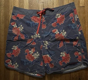 Patagonia Board Shorts Mens 36 Floral Print Drawstring Swim Trunks Beach - Picture 1 of 3