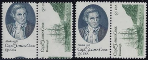 1732 - 1733a Scarce Misperf Error / EFO Pair "Captain Cook" Mint NH - Picture 1 of 1