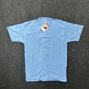 NWT Vintage 1990s Fruit Of The Loom Single Stitch Blank T Shirt Size L Sky Blue - Picture 1 of 5