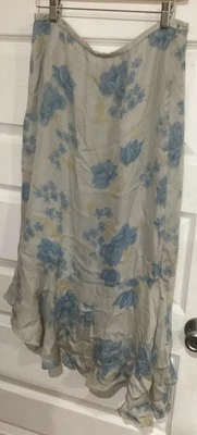 Falda midi vintage de seda floral de los 90 Rena Rowan para mujer talla 10 gris floral Foto 1 de 3