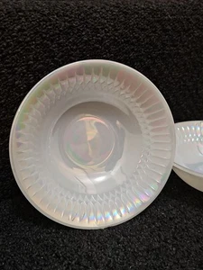 Vintage Federal Glass Bowls Iridescent White Pearl Moon Glow Boho Chic MCM 2 Pcs - Picture 1 of 6