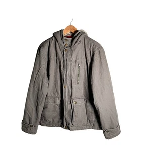 Wrangler Jacke Herren Gr. L grau Kapuze Sherpa und Flanell gefüttert Workwear  - Bild 1 von 16