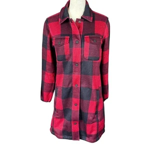 Lands' End red and black buffalo plaid snap front jacket XS 2-4 - Picture 1 of 8