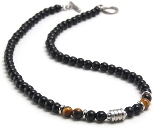 Collana Da Uomo in Pietre E Cristalli, Collana Da Uomo Con Perle Di Pietre Natur - Foto 1 di 12