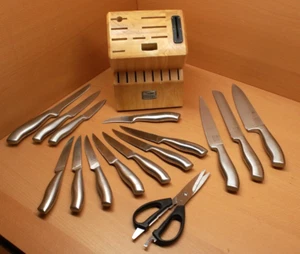 Chicago Cutlery 14 Knife Set with Scissors and Wooden Knife Block - Very Sharp - Picture 1 of 15