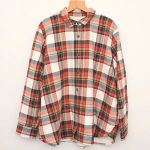 J. Crew Women's Sherpa-lined flannel shirt-sweater XXL Red Orange - Picture 1 of 7