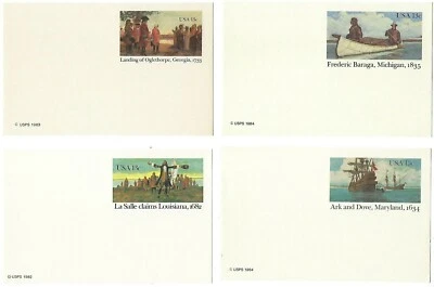 12 Unused Postcards UX103 Frederic Baraga, UX101 Ark & Dove + more - Image 1 of 3