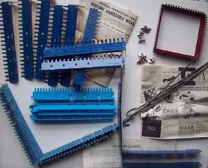 Lot of 5 metal 1 plastic vintage looms 4" to 7" instructions needles - Picture 1 of 11