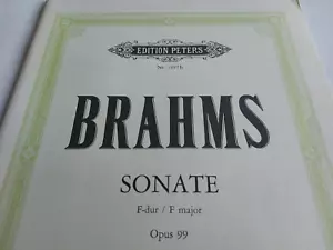 Brahms - Sonate F Major Opus 99- Edition Peters Sheet Music circa 1970 - Picture 1 of 8