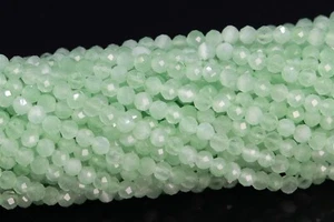 Cuentas sueltas redondas facetadas grado AAA de 3 mm verde claro ojo de gato 15" - Imagen 1 de 3