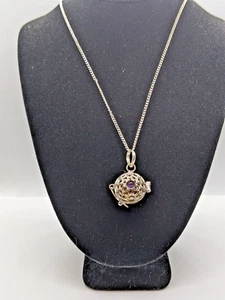926 Sterling Silver Lotus Flower Cage Harmony Ball on a 18" Silver Necklace - Picture 1 of 9