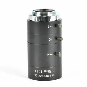 6-60mm F1.6 Manual Iris CS-Mount 1/3" DIY Night Vision CCTV Camera Lens - Picture 1 of 12