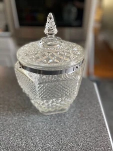 Anchor Hocking Wexford Diamond Glass Ice Bucket Lid & Tongs Barware 1960's - Picture 1 of 9