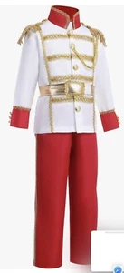 Boys White Red Gold Prince Charming Fancy Dress Costume Age 8-10 Years - Picture 1 of 4