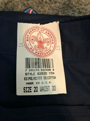NWT YOUTH BOY CUB SCOUTS OF AMERICA TROUSERS UNIFORM PANTS 14 16 18 20 22 - Image 1 of 4