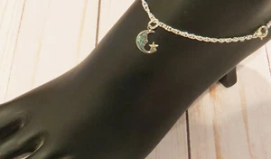 Smiling Half Moon Crescent Anklet Anklet Bracelet Summer Vacation Silver Plate - Picture 1 of 12