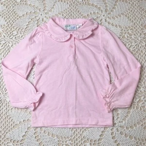 Vintage 1980s Youth Park Girls 6 Years PInk Ruffled Peter Pan Collar Blouse - Picture 1 of 2