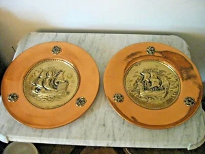 Linton Co. England Copper And Brass Wall Plaques W/Ships - Picture 1 of 4