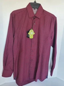 MEN'S VISCONTI BLACK, LONG SLEEVE RED DRESS SHIRT BUTTON DOWN Sz SMALL NWT $125 - Picture 1 of 4